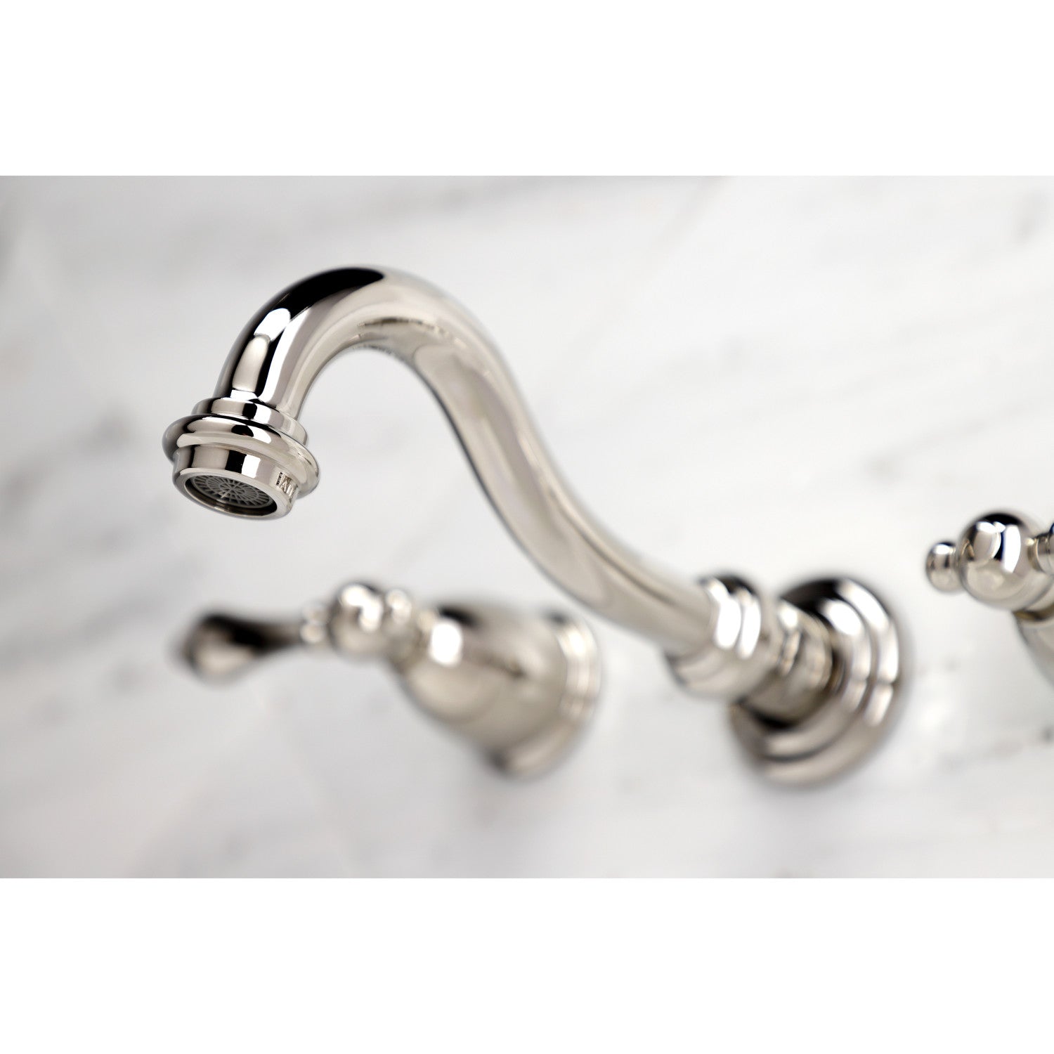 Kingston Heirloom KS3126AL - Vintage Double-Handle 3-Hole Wall Mount Bathroom Faucet, Polished Nickel — thumbnail 2